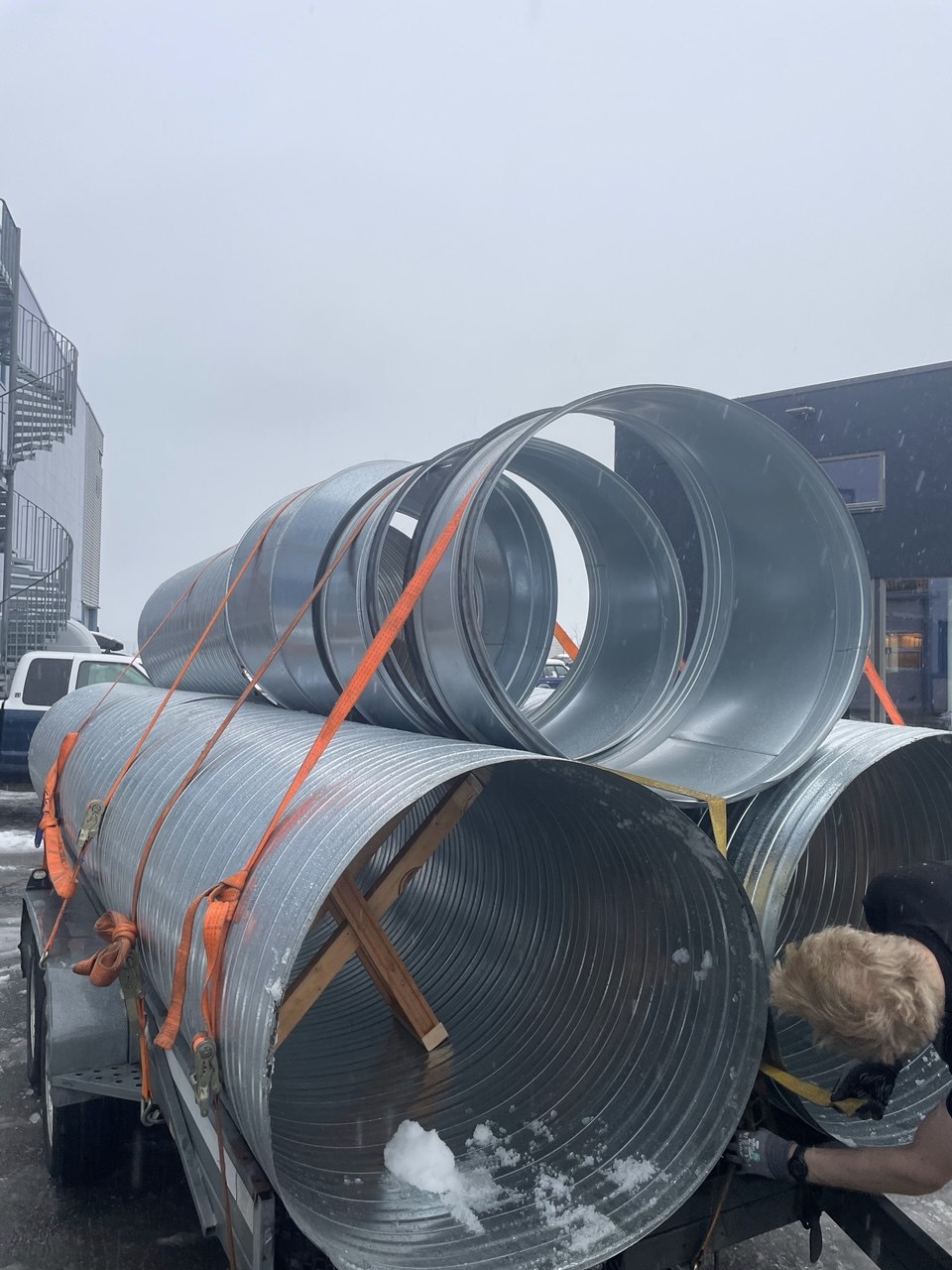 Cooling ducting delivered to the Norway site in winter