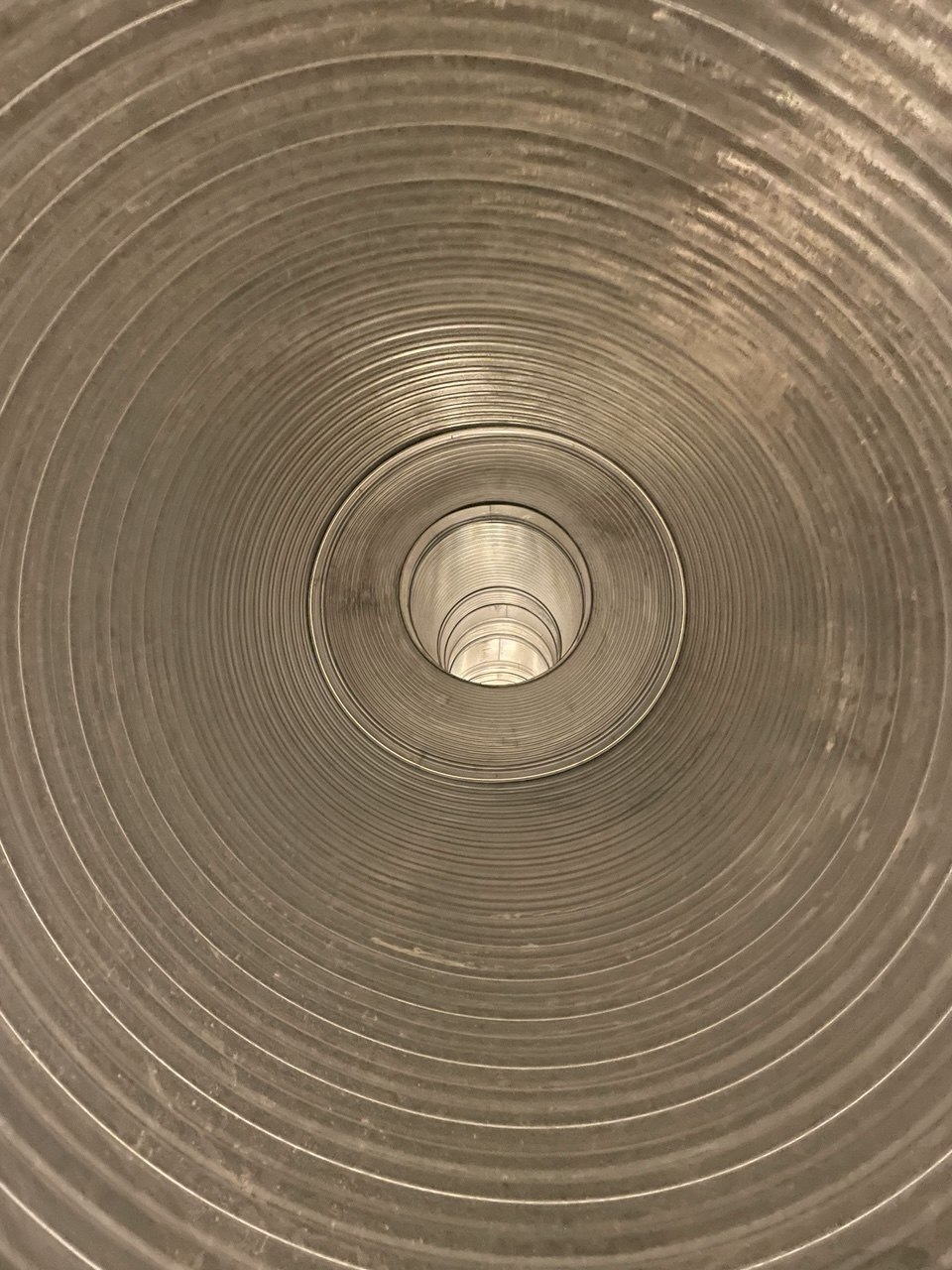 Inside a galvanised spiral cooling duct