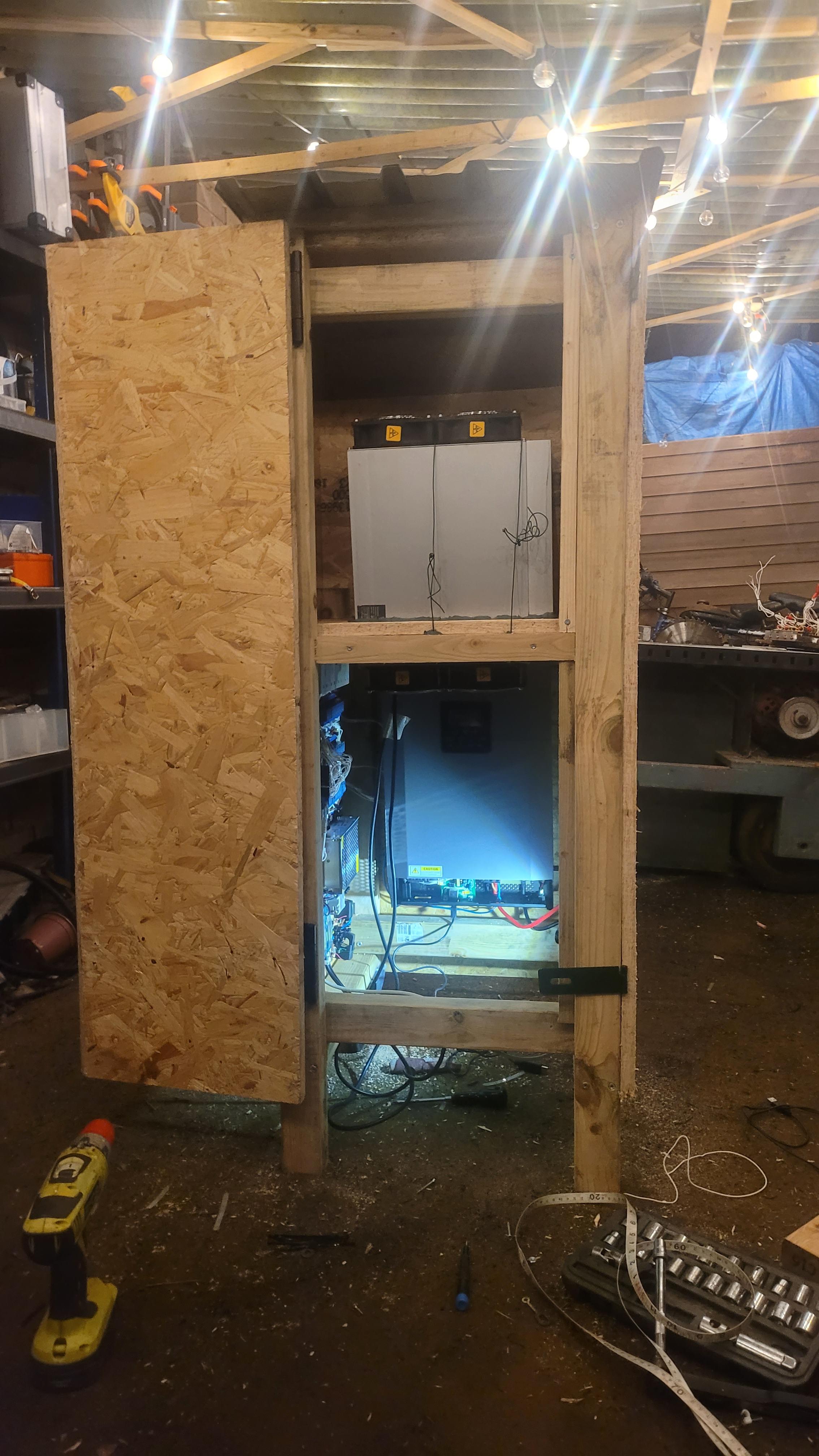 The solar miner control enclosure being built